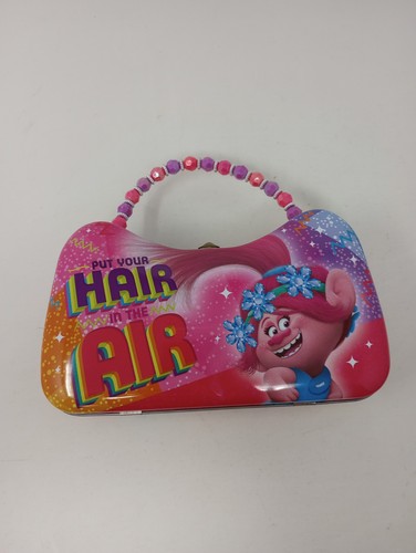 DreamWorks TROLLS Put Your Hair In The Air Tin Metal Purse Lunchbox Bag READ Des