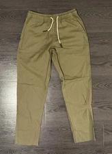 OAS Olive Green Linen Cotton Medium Drawstring Pants
