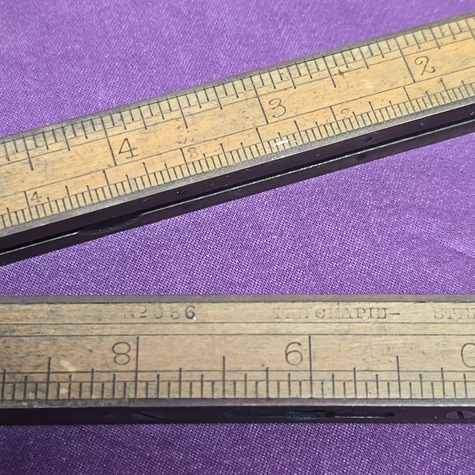 Antiguo nivel de regla de combinación plegable de boj y latón The CHAPIN STEPHENS #036 Foto 2 de 4