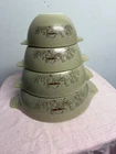Vintage PYREX Mixing Bowl SET 441 442 443 444 Cinderella Forest Fancies Mushroom