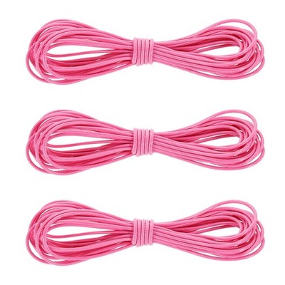 3Pcs Waxed Polyester Cord, 5.5 Yard 2mm Wax Bead Thread String, Pink