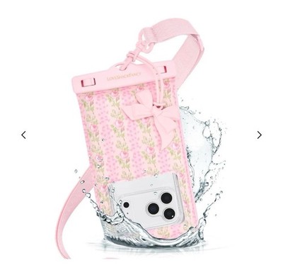 LoveShackFancy Case Mate Waterproof Phone Pouch with Strap Pink NEW   