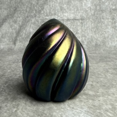 Maytum Studio Art Glass Paperweight Signed Rudin Iridescent Swirl 3 
