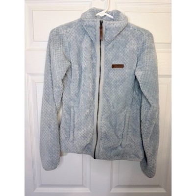 Columbia fire side II XS super soft sherpa full zip light blue