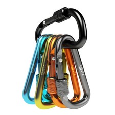 6PCS Carabiner Keychain, 2 inch Aluminum D-Clip Caribeener with Hook