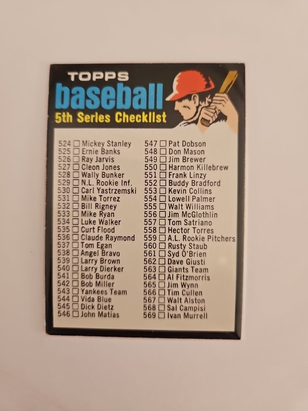 1971 Topps Baseball Checklist 5th Series Card #499 Vintage MLB