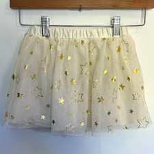 Tulle Tutu Skirt Cream Gold Star Toddler Girl Size 3T Princess Christmas Holiday