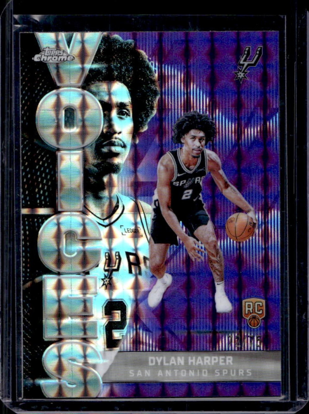 2025-26 Topps Chrome Dylan Harper Voices RC Geometric Purple Refractor #72/75