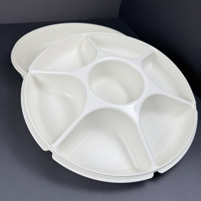 Vintage Tupperware Divided Serving Dish And Lid 6 - 2cup Compartment & 1 Center
