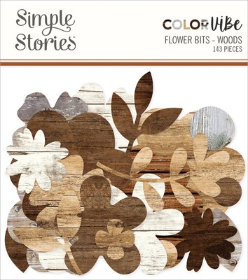 Color Vibe Cardstock Flowers Bits & Pieces 143/Pkg - Woods CV13487