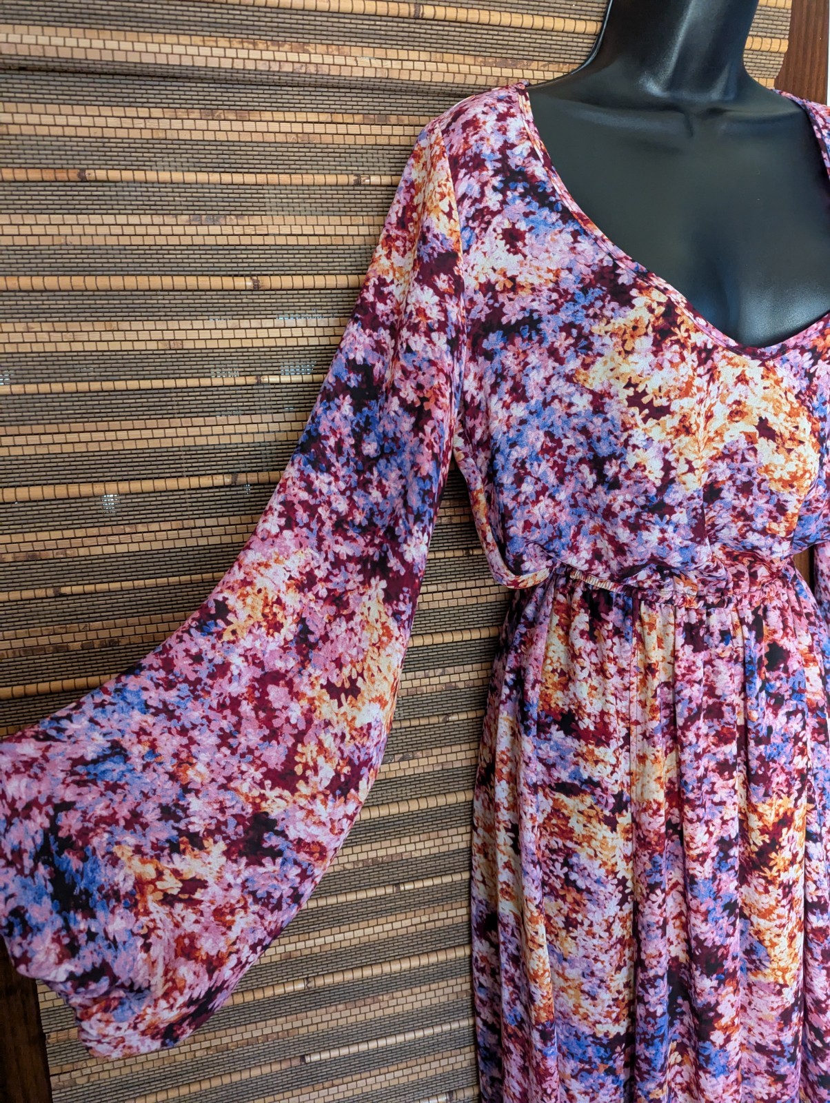 Show Me Your Mumu Size M 8-10 Purple Pink Blue Gold Floral Fairy Maxi Wrap Dress