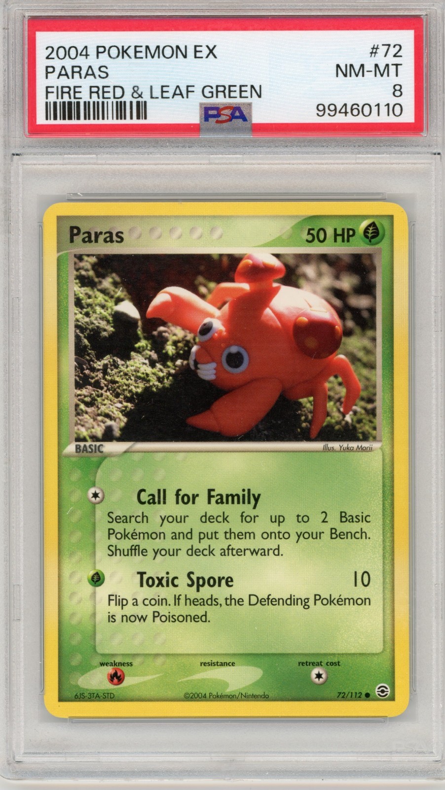 2004 POKEMON EX FIRE RED & LEAF GREEN #72 PARAS PSA 8
