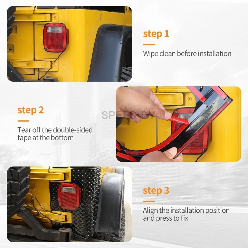 2X Black Rear Body Corner Quarter Panel Guards Armors Kit For Jeep Wrangler TJ Foto 4 de 4