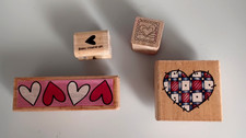 4 assorted Heart Rubber Ink Stamps
