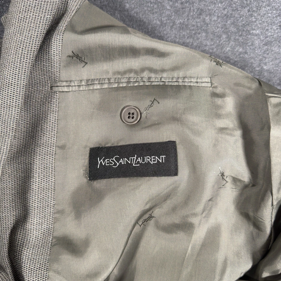 YSL Yves Saint Laurent Blazer куртка мужская 41R серый шерсти официальный двубортный - Изображение 2 из 4