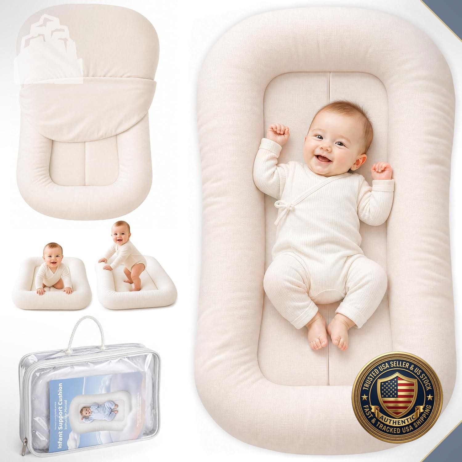 Baby Lounger Portable Infant Support Cushion 0-24 Months Breathable