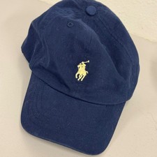 Kids Polo Ralph Lauren Navy Blue Baseball Cap Yellow Pony Logo Adjustable Strap