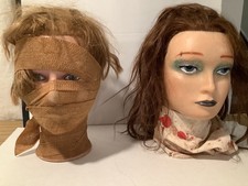 2 VINTAGE MANNEQUIN HEADS HALLOWEEN PROPS