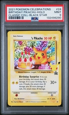 Birthday Pikachu Holo 24 Celebrations Classic Collection Pokemon PSA 9