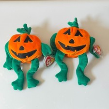Ty Beanie Baby Pumkin Pumpkin 1996 Halloween Jack o Lantern lot of 2 plush