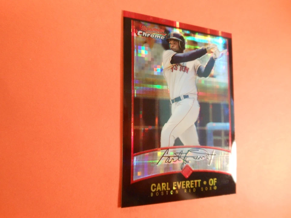 Tarjeta Bowman Chrome Xfractor Carl Everett 2001 # 29 Boston Red Sox Foto 3 de 4