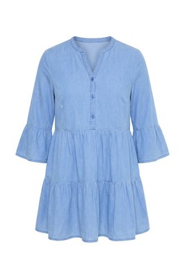 Angel of Style Damen große Größen Bluse A Linie softe Jeansoptik Volants 850812
