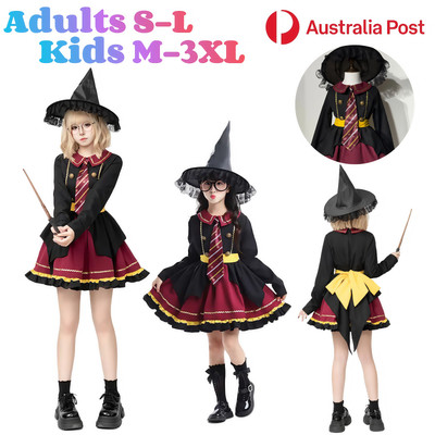 Magician Dress Movie Hat Lolita Princess Outfits Halloween Party Adults Kids AU