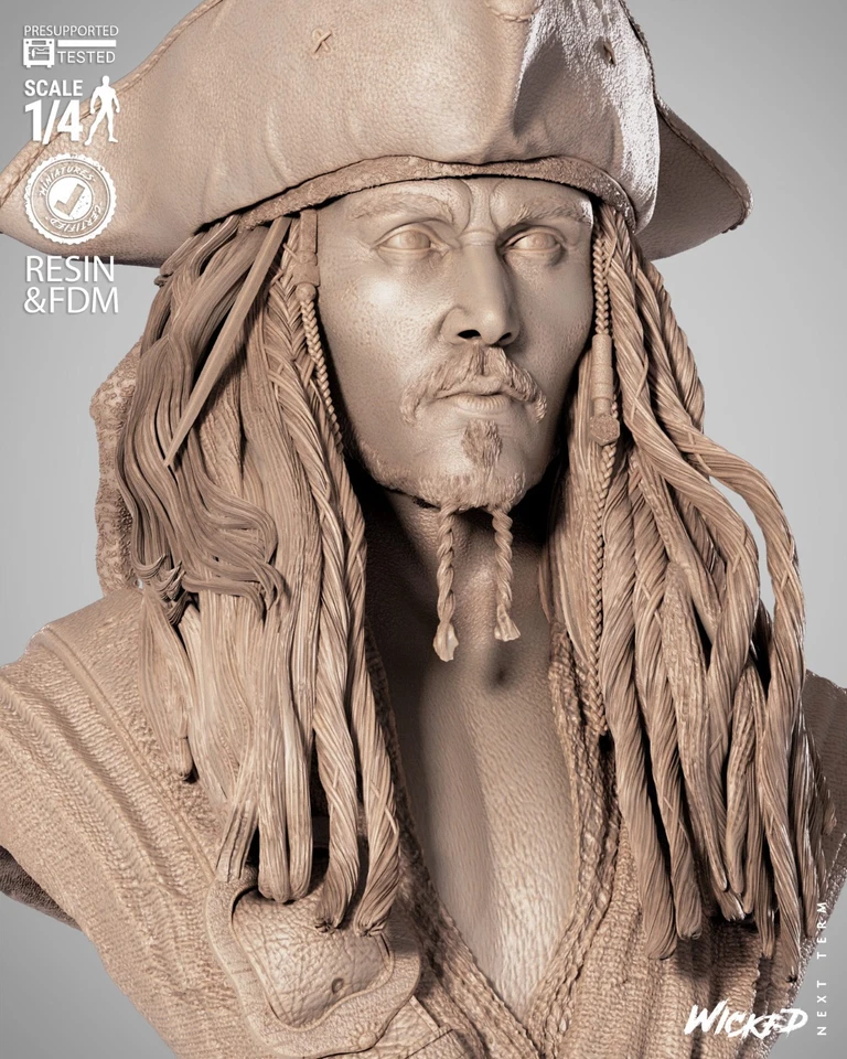Busto retrato Jack Sparrow impreso en 3D Fan Art de Wicked Foto 4 de 4