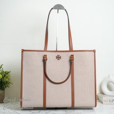 Tory Burch Blake Canvas Jumbo Tote In Classic Cuoio 165867 NWT