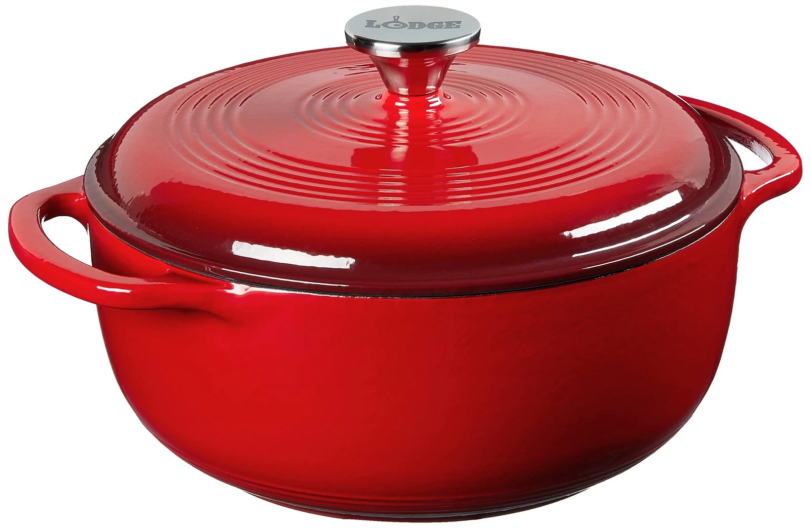 Lodge 4.5 Quart Enameled Cast Iron Dutch Oven with Lid – Dual Handles – Oven