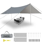 16x12Ft Camping Tarp with Poles, Lightweight and UV Resistant, Extra Large, Gray
