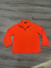 Polo Ralph Lauren Sweater Mens L Neon Orange 1/4 Zip Performance Fleece Pullover