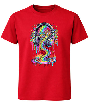 Colourful Headphones Music T-Shirt DJ Festival Audio Graphic Tee