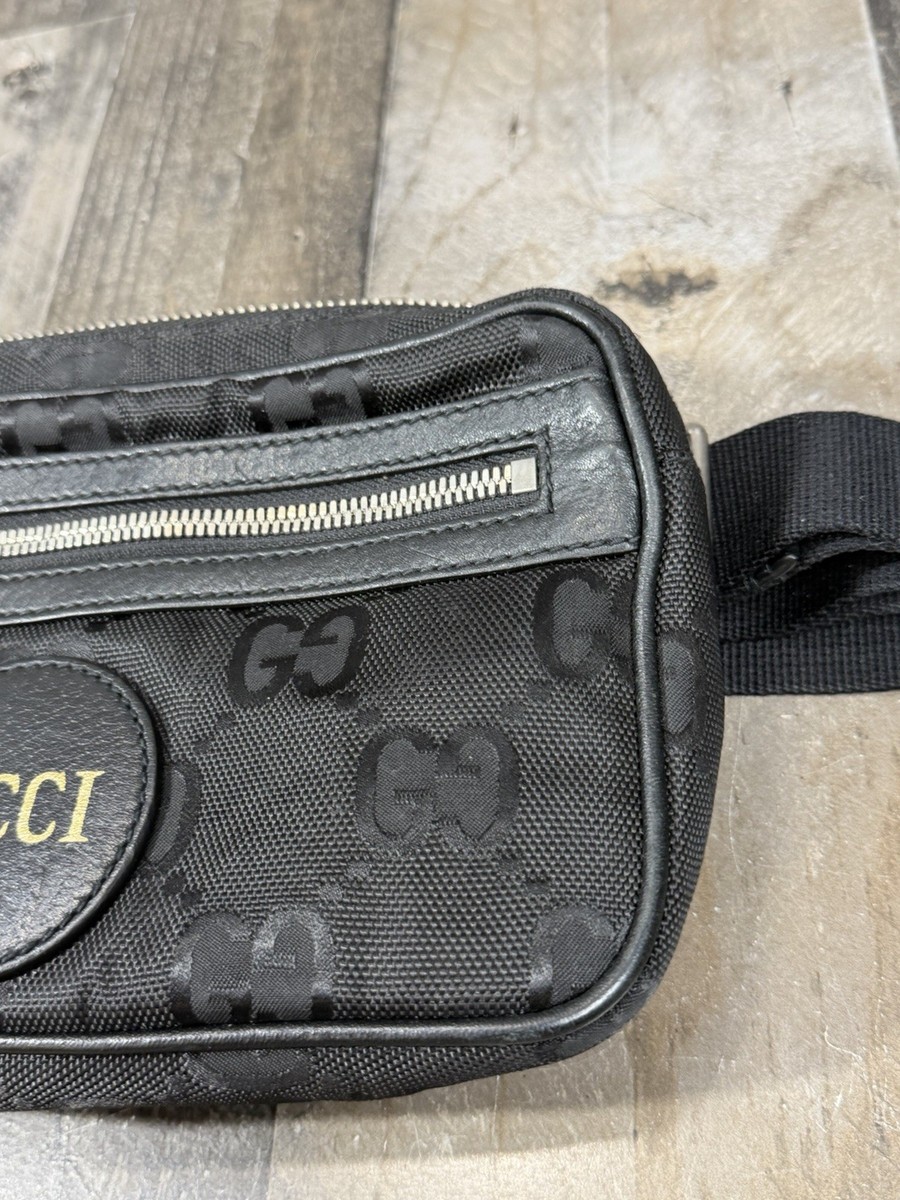 Gucci “Off The Grid” GG Logo Black/ Gold Nylon Belt Bag (631341