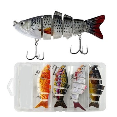 5 Pcs Fishing Lures Multi Jointed Swimbait Hard Baits for Freshwater Saltwater