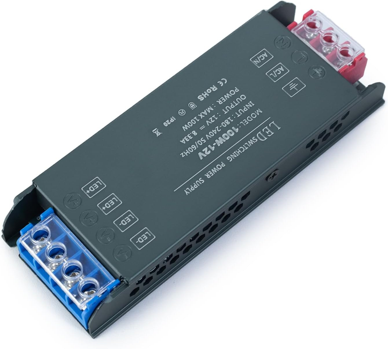 KSIBNW LED Transformer 12V 100W Driver AC 240V to DC 12V 8.33A, Ultra Slim Low V
