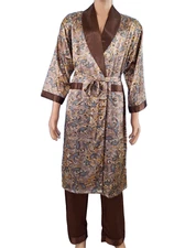 Mens Satin Silk Pajama Pants Silk Robe Lounge bottoms Nightgown Kimono