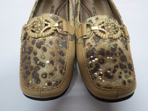 NIB Bellini "Bobcat" Tan Animal Print Slip On Shoes Loafer Size 8 Wide Leather - Picture 2 of 9