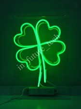 Clover Shamrock Acrylic Neon Sign 14"x10" Lamp Light Glass Display Gift Z801