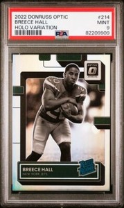 Breece Hall RC 2022 Optic #214 Rated Rookie Holo Variation PSA 9 MINT 🔥