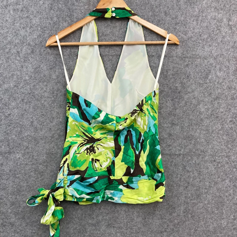 Top Banana Republic para mujer XS verde floral seda halter sin mangas cuello en V 53727 Foto 4 de 4
