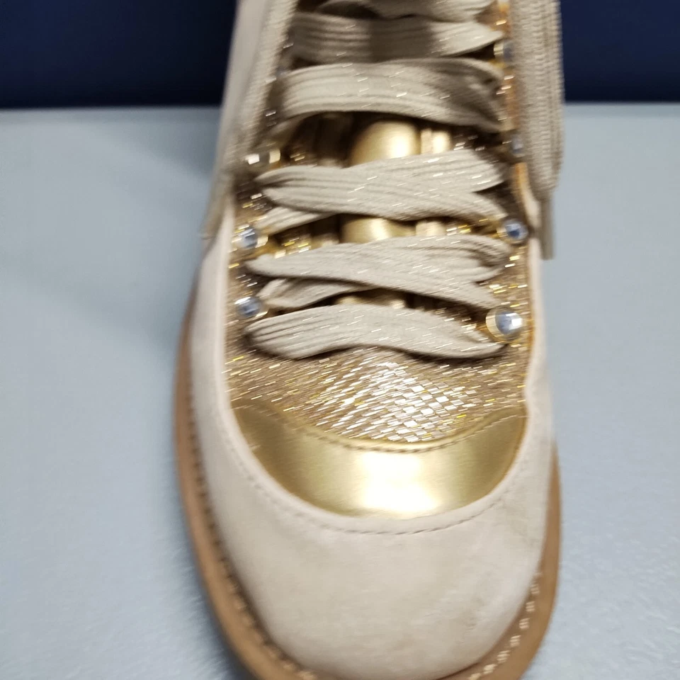 Botas de Tacón Juicy Couture para Mujer Talla 8M Cuero Dorado Sude Imitación Piel Con Cordones Foto 3 de 4