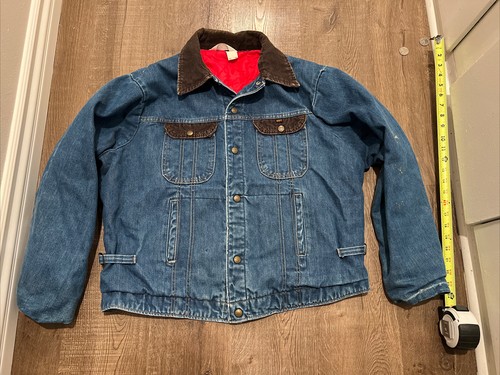 Vintage Key Imperial Lined Denim Snap Corduroy Barn Trucker Jacket Men's Large