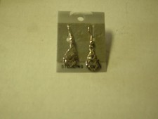 Sterling Silver Dangle Earrings With Outline Hearts in a Drop Design, Brand New