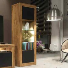 Display Cabinet Bookshelf Tall Storage Modern Cabinet Matt Gloss Doors LED 170cm