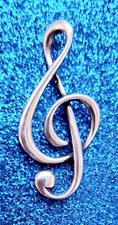 Retired James Avery Floating Treble Clef Music Pendant Sterling Silver