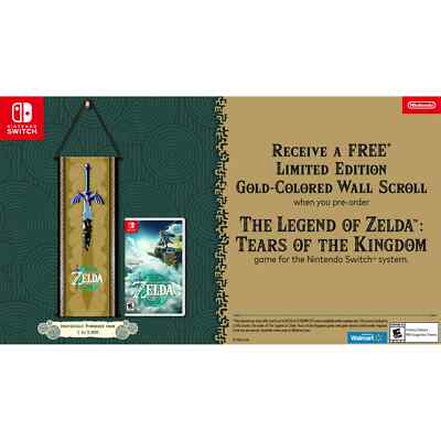 Legend of Zelda Tears of the Kingdom Nintendo Switch+Gold Wall Scroll IN HAND