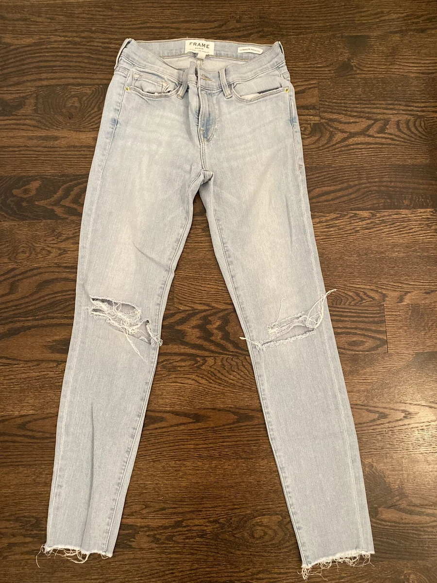 FRAME Denim Le Skinny De Jeanne Size 25 With Rips Ar Knees Lifht