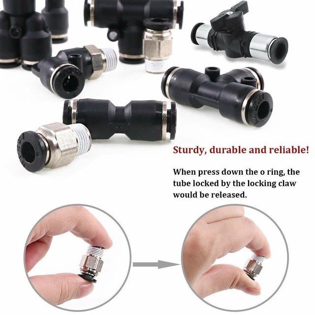 Push to Connect Fitting Pneumatic Air Quick Assortment Kit eBay