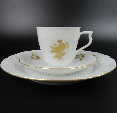 Rosenthal Porzellan Kaffeegedeck Serie Sanssouci weiß mit Golddekor floral